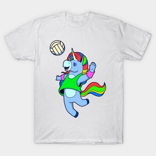 Comic unicorn playing volleyball T-Shirt